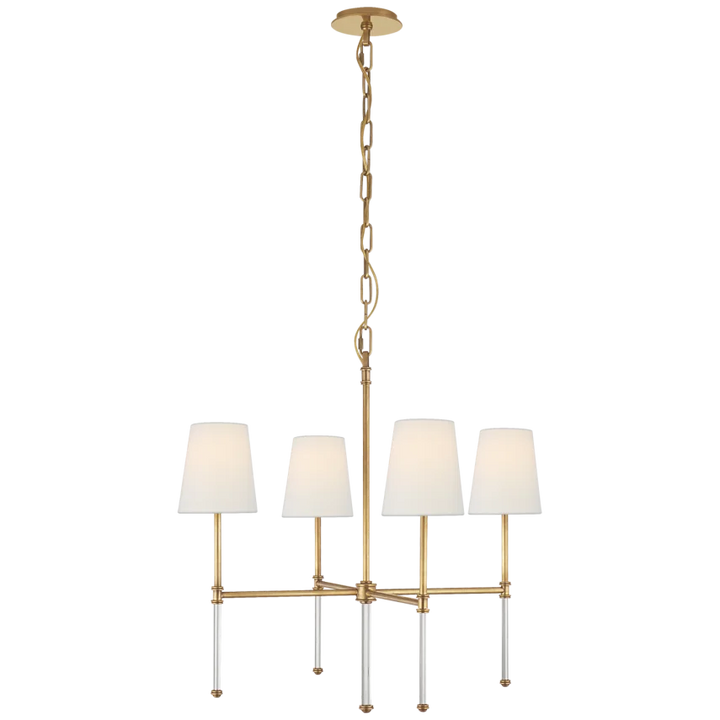 Camila Small Chandelier-Visual Comfort-VISUAL-SK 5050HAB-L-ChandeliersHand-Rubbed Antique Brass-Linen Shades-3-France and Son