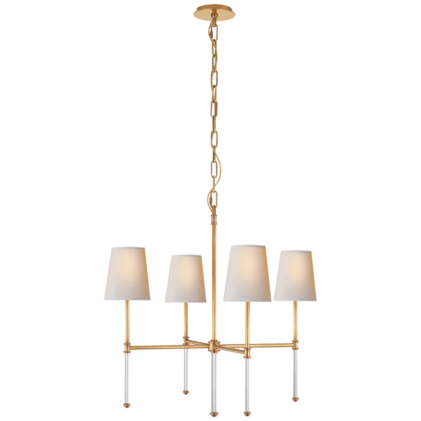 Camila Small Chandelier-Visual Comfort-VISUAL-SK 5050HAB-NP-ChandeliersHand-Rubbed Antique Brass-Natural Paper Shades-4-France and Son