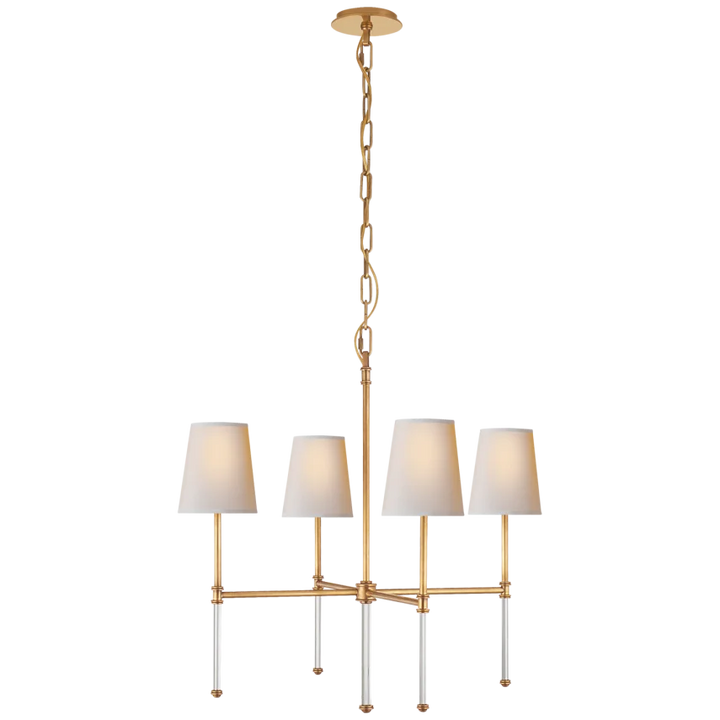 Camila Small Chandelier-Visual Comfort-VISUAL-SK 5050HAB-NP-ChandeliersHand-Rubbed Antique Brass-Natural Paper Shades-4-France and Son