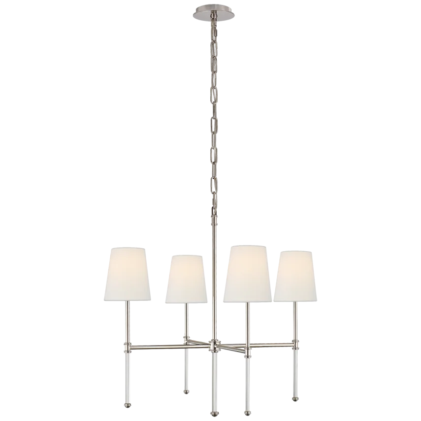 Camila Small Chandelier-Visual Comfort-VISUAL-SK 5050PN-L-ChandeliersPolished Nickel-Linen Shades-5-France and Son