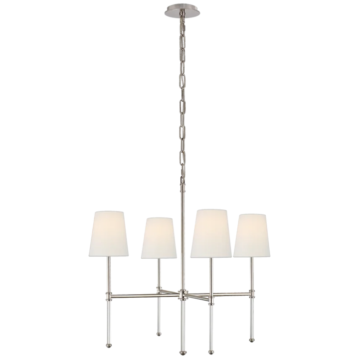 Camila Small Chandelier-Visual Comfort-VISUAL-SK 5050PN-L-ChandeliersPolished Nickel-Linen Shades-5-France and Son