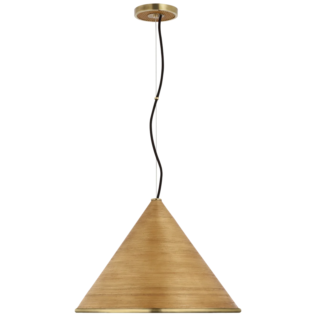 Rena Pendant-Visual Comfort-VISUAL-SK 5558HAB-DRT-PendantsLarge-Hand-Rubbed Antique Brass with Dark Rattan-2-France and Son