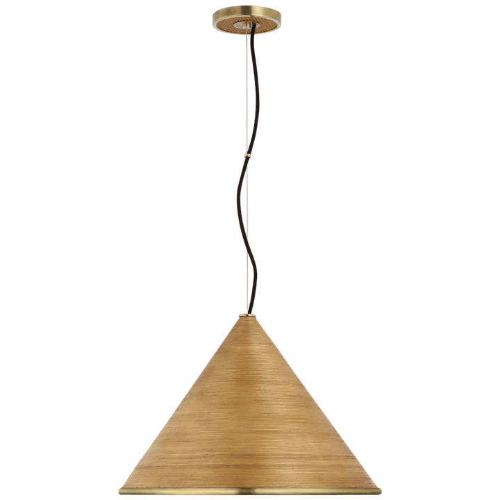 Rena Pendant-Visual Comfort-VISUAL-SK 5558HAB-DRT-PendantsLarge-Hand-Rubbed Antique Brass with Dark Rattan-2-France and Son