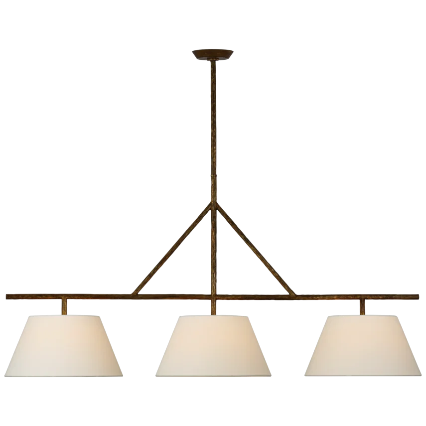 Collasta Large Linear Pendant-Visual Comfort-VISUAL-SK 5700GI-L-PendantsGilded Iron-Linen-2-France and Son