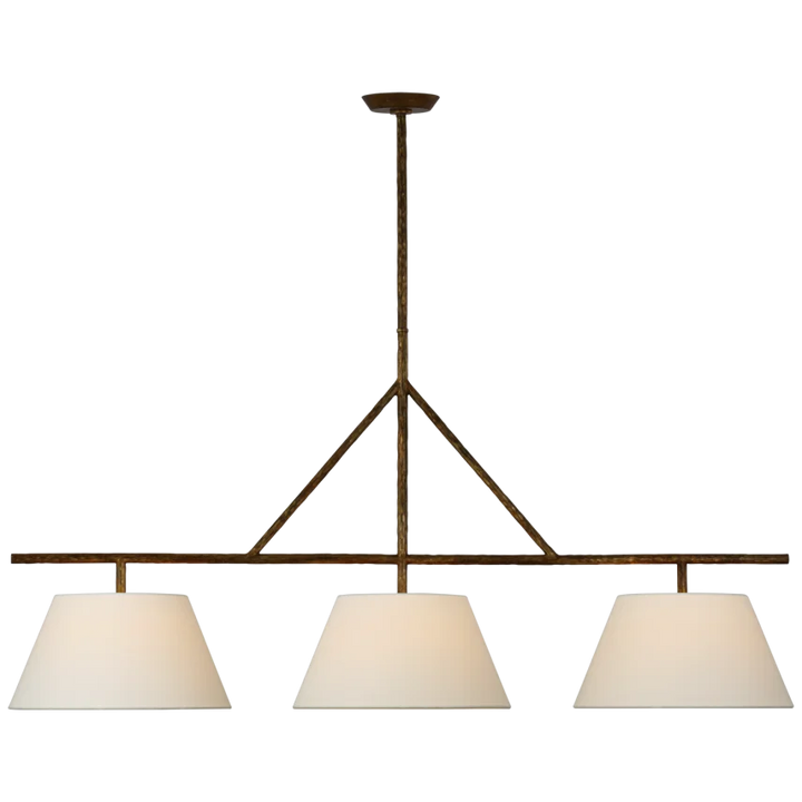 Collasta Large Linear Pendant-Visual Comfort-VISUAL-SK 5700GI-L-PendantsGilded Iron-Linen-2-France and Son