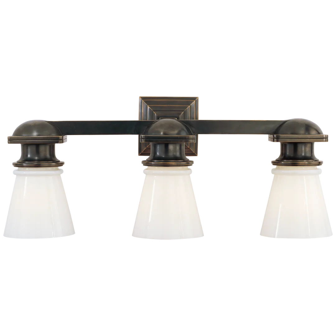 New Yorker Subway Triple Light-Visual Comfort-VISUAL-SL 2153BZ-WG-Wall LightingBronze-White Glass-2-France and Son