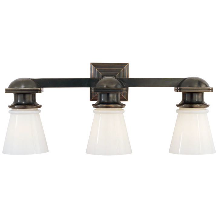 New Yorker Subway Triple Light-Visual Comfort-VISUAL-SL 2153BZ-WG-Wall LightingBronze-White Glass-2-France and Son