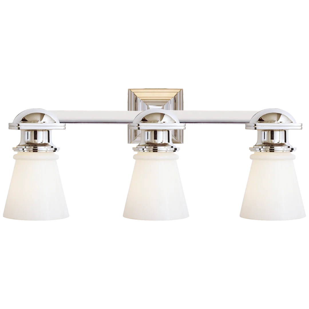 New Yorker Subway Triple Light-Visual Comfort-VISUAL-SL 2153CH-WG-Wall LightingChrome-White Glass-3-France and Son