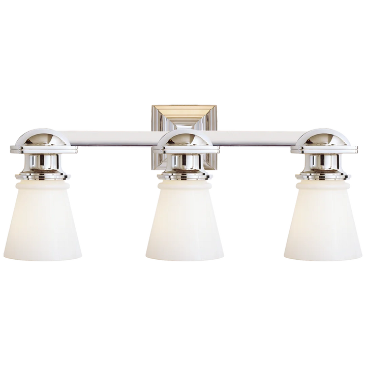 New Yorker Subway Triple Light-Visual Comfort-VISUAL-SL 2153CH-WG-Wall LightingChrome-White Glass-3-France and Son