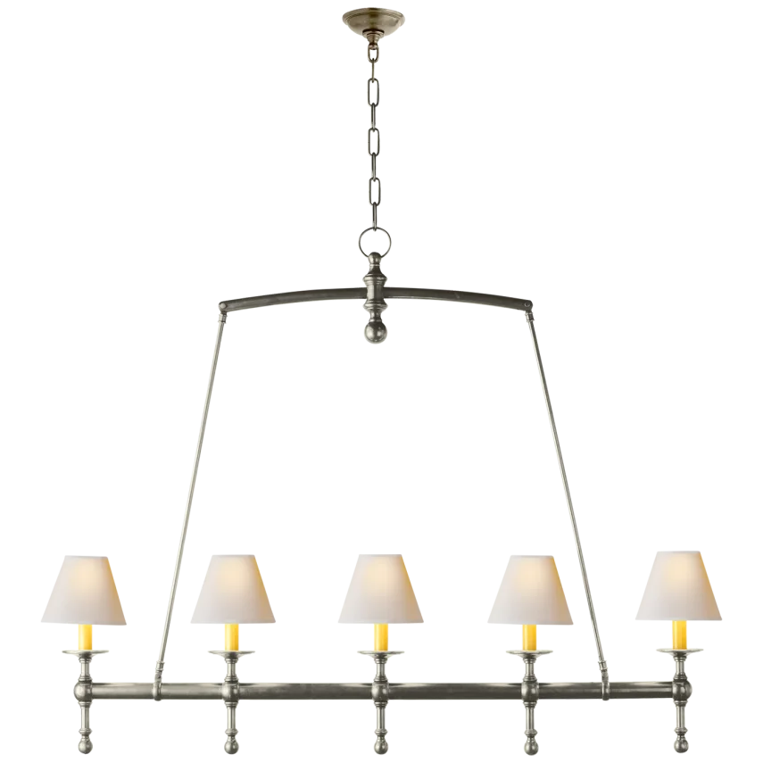 Clarissa Linear Chandelier-Visual Comfort-VISUAL-SL 5811AN-NP-ChandeliersAntique Nickel-Natural Paper Shades-2-France and Son