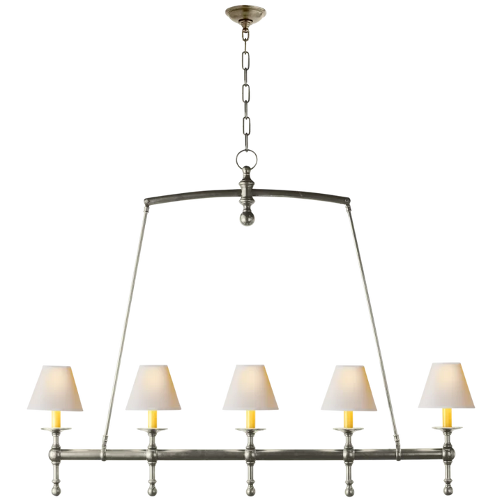 Clarissa Linear Chandelier-Visual Comfort-VISUAL-SL 5811AN-NP-ChandeliersAntique Nickel-Natural Paper Shades-2-France and Son