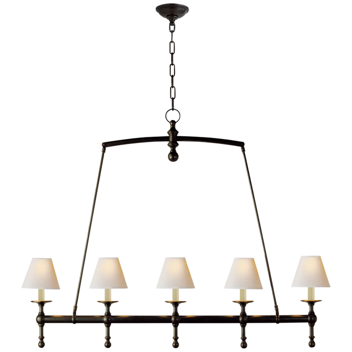 Clarissa Linear Chandelier-Visual Comfort-VISUAL-SL 5811BZ-NP-ChandeliersBronze-Natural Paper Shades-4-France and Son