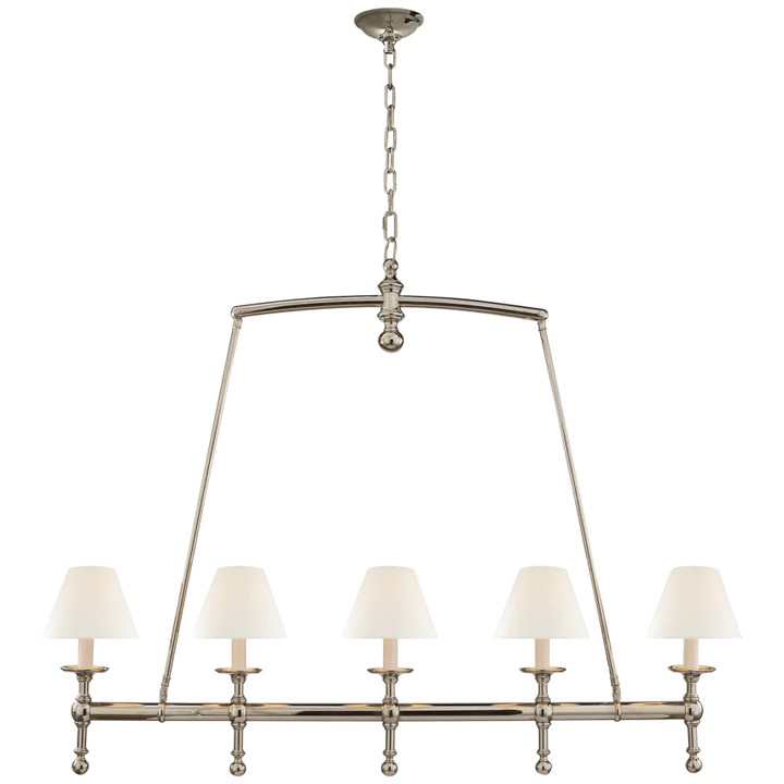 Clarissa Linear Chandelier-Visual Comfort-VISUAL-SL 5811PN-L-ChandeliersPolished Nickel-Linen Shades-7-France and Son