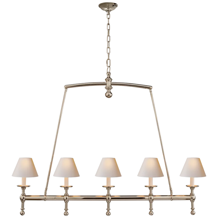 Clarissa Linear Chandelier-Visual Comfort-VISUAL-SL 5811PN-NP-ChandeliersPolished Nickel-Natural Paper Shades-8-France and Son