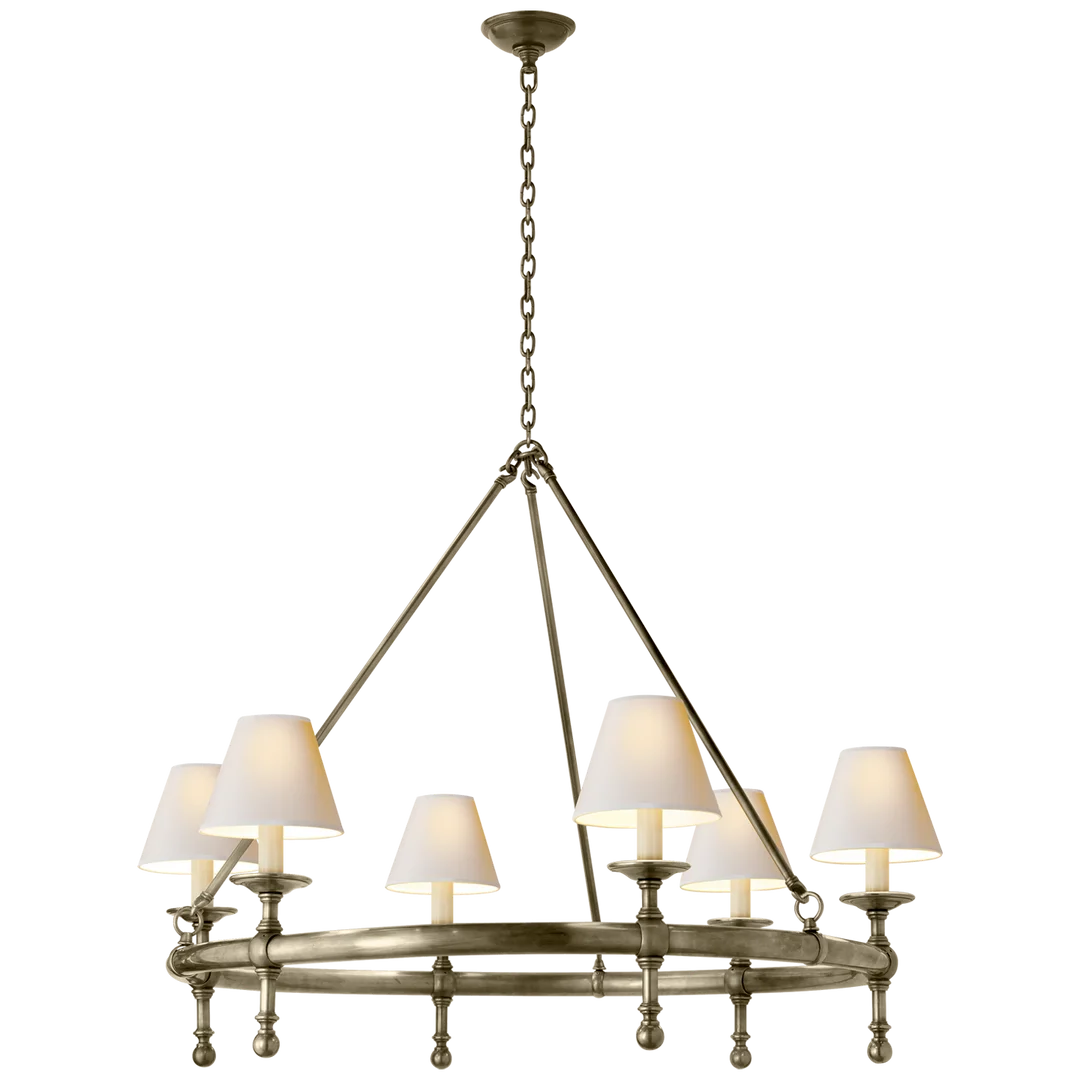 Classical Ring Chandelier-Visual Comfort-VISUAL-SL 5812AN-NP-ChandeliersAntique Nickel-Natural Paper Shades-5-France and Son