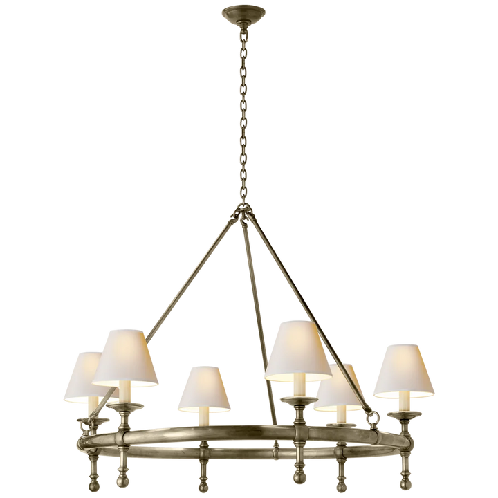 Classical Ring Chandelier-Visual Comfort-VISUAL-SL 5812AN-NP-ChandeliersAntique Nickel-Natural Paper Shades-5-France and Son