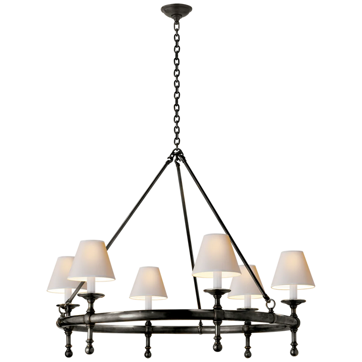 Classical Ring Chandelier-Visual Comfort-VISUAL-SL 5812BZ-NP-ChandeliersBronze-Natural Paper Shades-7-France and Son