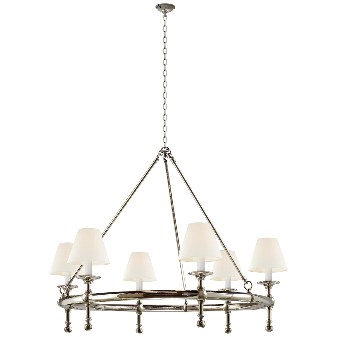 Classical Ring Chandelier-Visual Comfort-VISUAL-SL 5812PN-L-ChandeliersPolished Nickel-Natural Paper Shades-2-France and Son