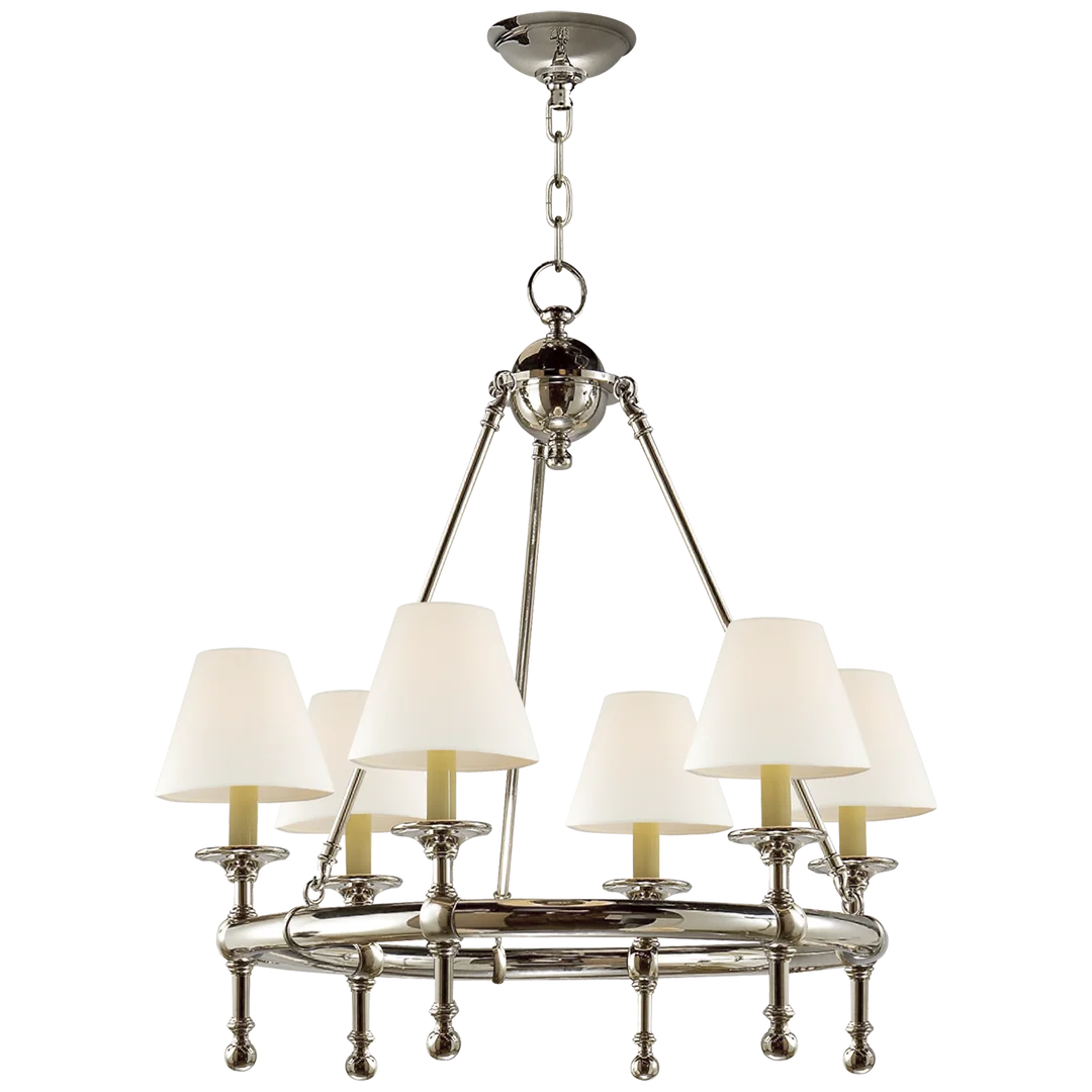 Classical Mini Ring Chandelier-Visual Comfort-VISUAL-SL 5814PN-L-1-ChandeliersPolished Nickel-Linen-1-France and Son