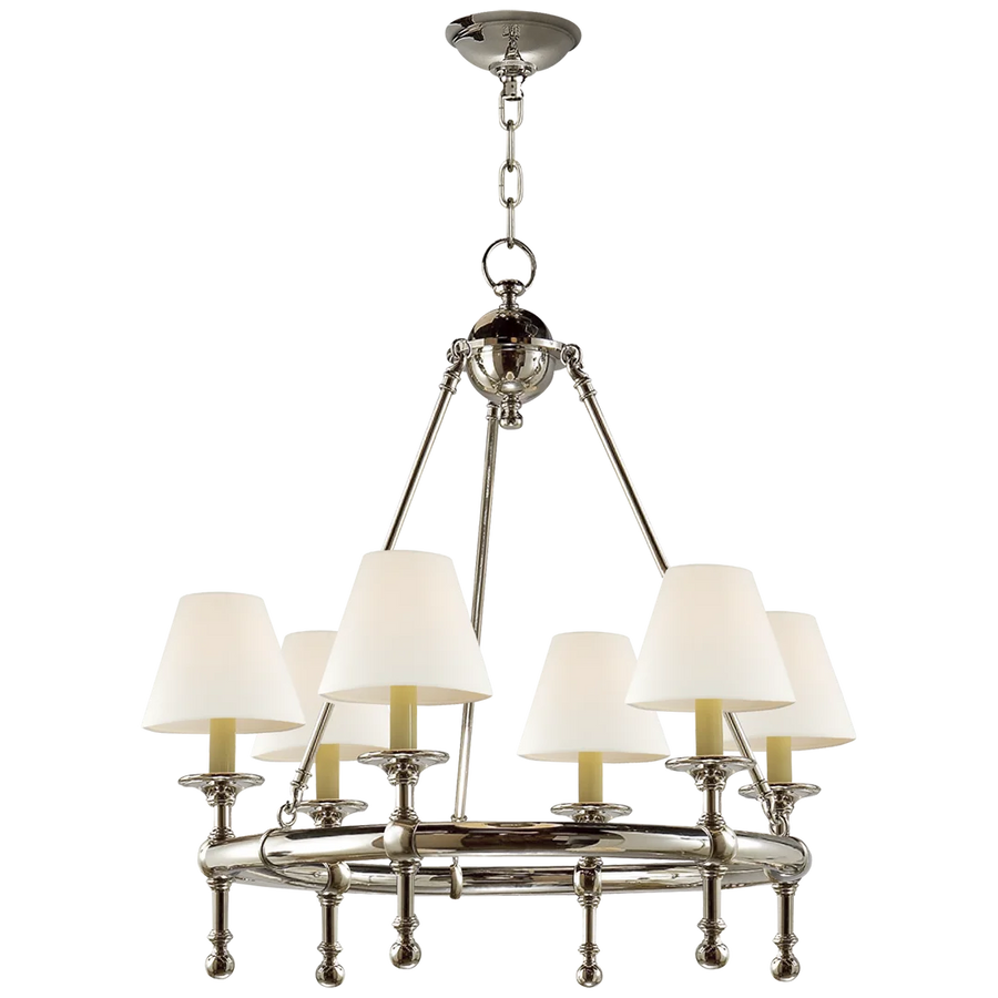 Classical Mini Ring Chandelier-Visual Comfort-VISUAL-SL 5814PN-L-1-ChandeliersPolished Nickel-Linen-1-France and Son