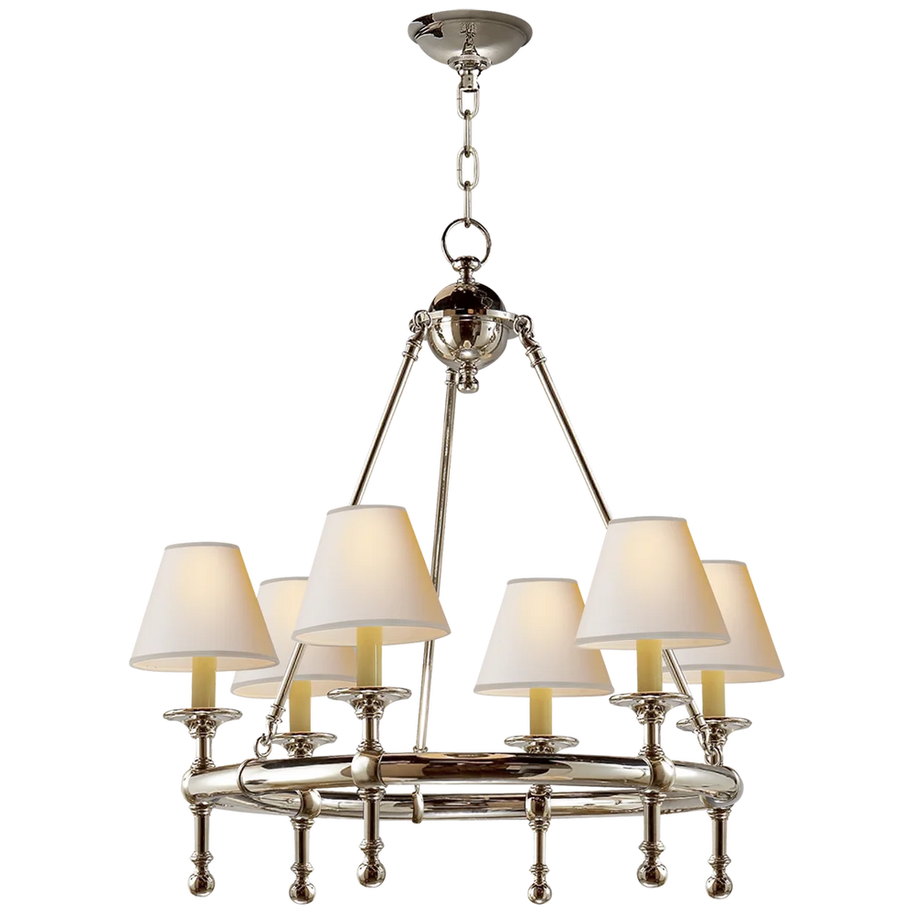 Classical Mini Ring Chandelier-Visual Comfort-VISUAL-SL 5814PN-NP-ChandeliersPolished Nickel-Natural Paper-2-France and Son