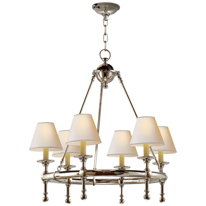 Classical Mini Ring Chandelier-Visual Comfort-VISUAL-SL 5814PN-NP-ChandeliersPolished Nickel-Natural Paper-2-France and Son