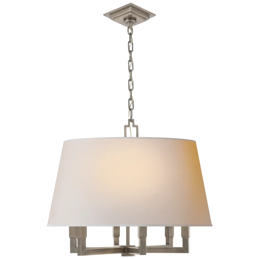 Square Tumy Hanging Shade-Visual Comfort-VISUAL-SL 5820AN-NP-PendantsAntique Nickel-Natural Paper Shade-2-France and Son