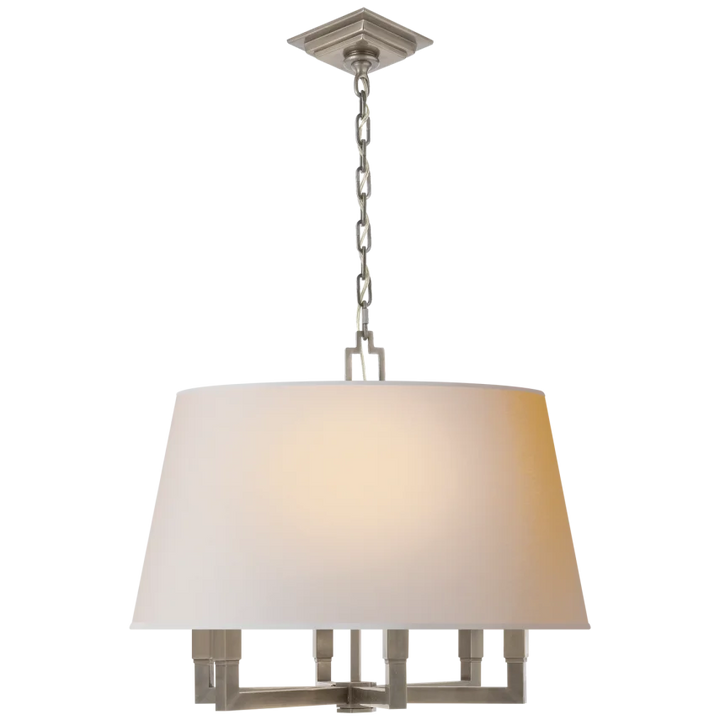 Square Tumy Hanging Shade-Visual Comfort-VISUAL-SL 5820AN-NP-PendantsAntique Nickel-Natural Paper Shade-2-France and Son