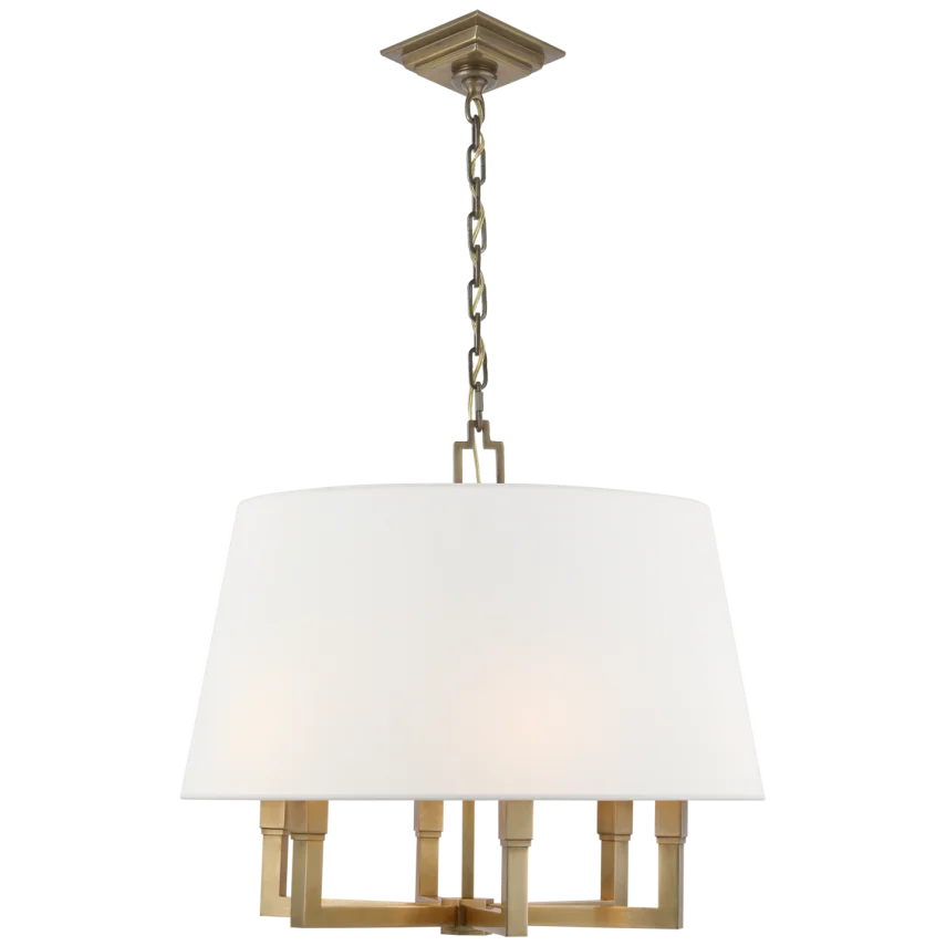 Square Tumy Hanging Shade-Visual Comfort-VISUAL-SL 5820HAB-L-PendantsHand-Rubbed Antique Brass-Linen Shade-5-France and Son