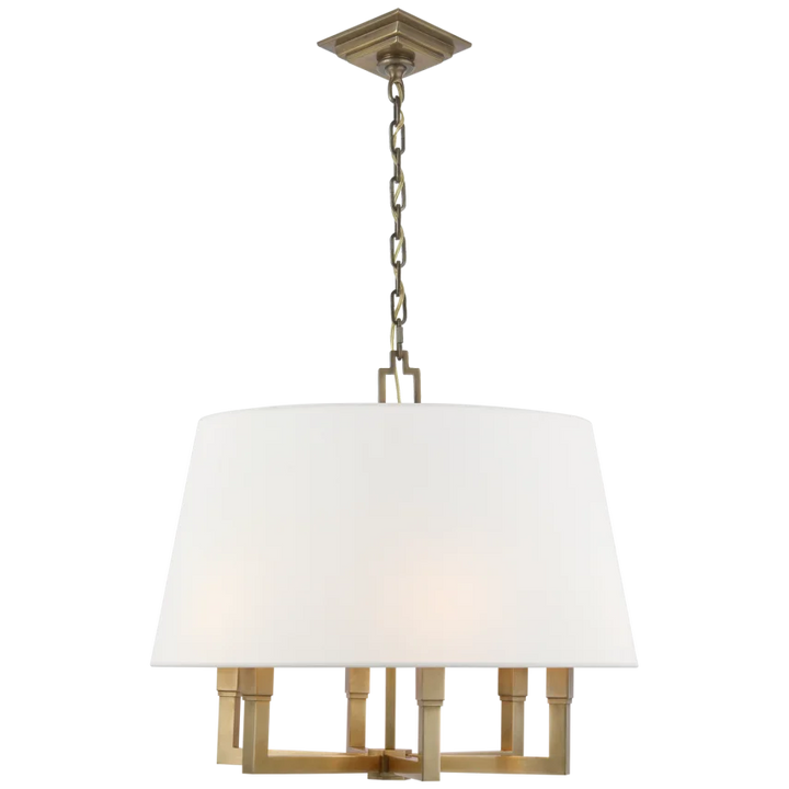 Square Tumy Hanging Shade-Visual Comfort-VISUAL-SL 5820HAB-L-PendantsHand-Rubbed Antique Brass-Linen Shade-5-France and Son