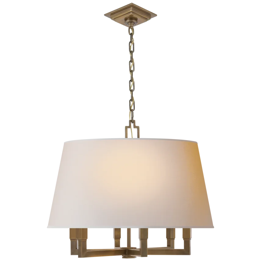 Square Tumy Hanging Shade-Visual Comfort-VISUAL-SL 5820HAB-NP-PendantsHand-Rubbed Antique Brass-Natural Paper Shade-6-France and Son