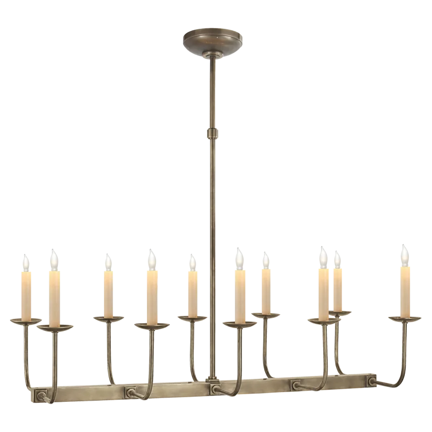 Linear Braly Chandelier-Visual Comfort-VISUAL-SL 5863AN-ChandeliersAntique Nickel-No Shade-5-France and Son