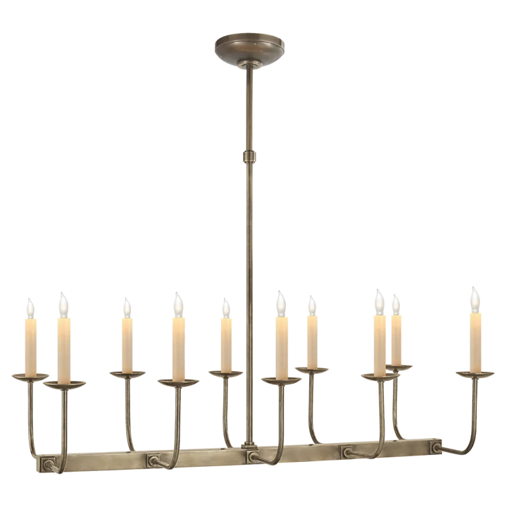 Linear Braly Chandelier-Visual Comfort-VISUAL-SL 5863AN-ChandeliersAntique Nickel-No Shade-5-France and Son