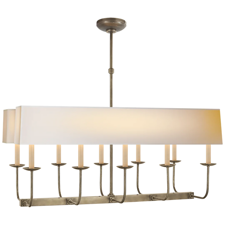 Lyn Branched Chandelier-Visual Comfort-VISUAL-SL 5863HAB-NP2-ChandeliersHand-Rubbed Antique Brass-Natural Paper Rectangle Shade-3-France and Son