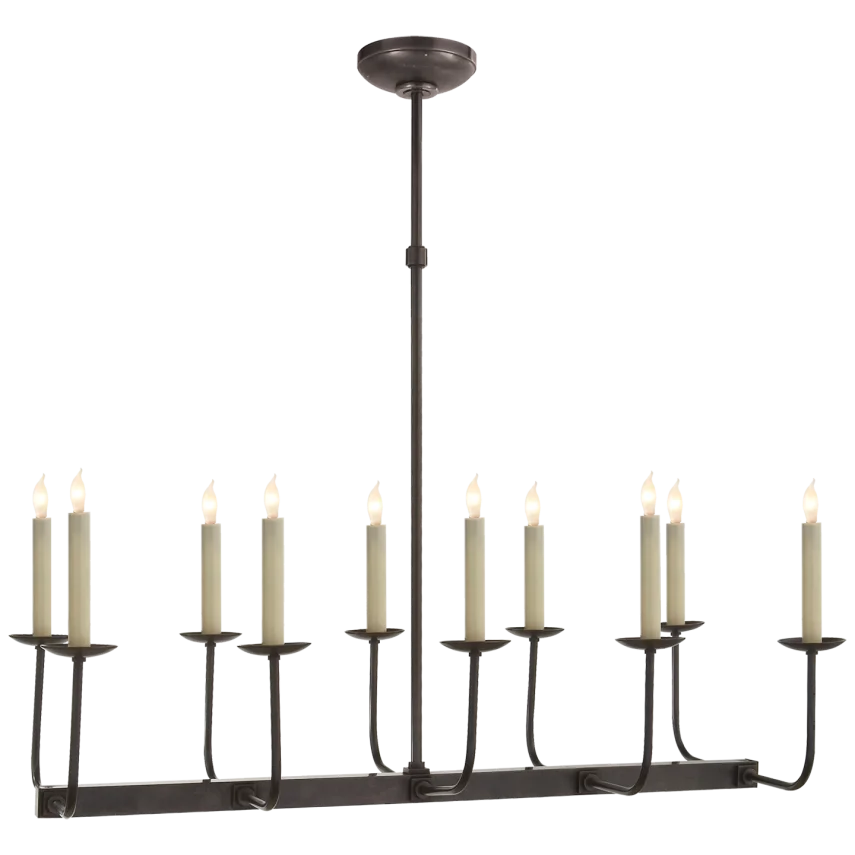 Linear Braly Chandelier-Visual Comfort-VISUAL-SL 5863BZ-ChandeliersBronze-No Shade-6-France and Son