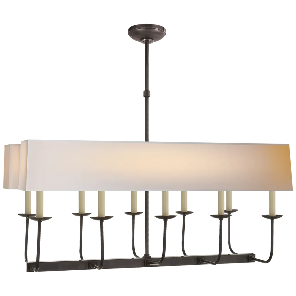 Lyn Branched Chandelier-Visual Comfort-VISUAL-SL 5863BZ-NP2-ChandeliersBronze-Natural Paper Rectangle Shade-2-France and Son