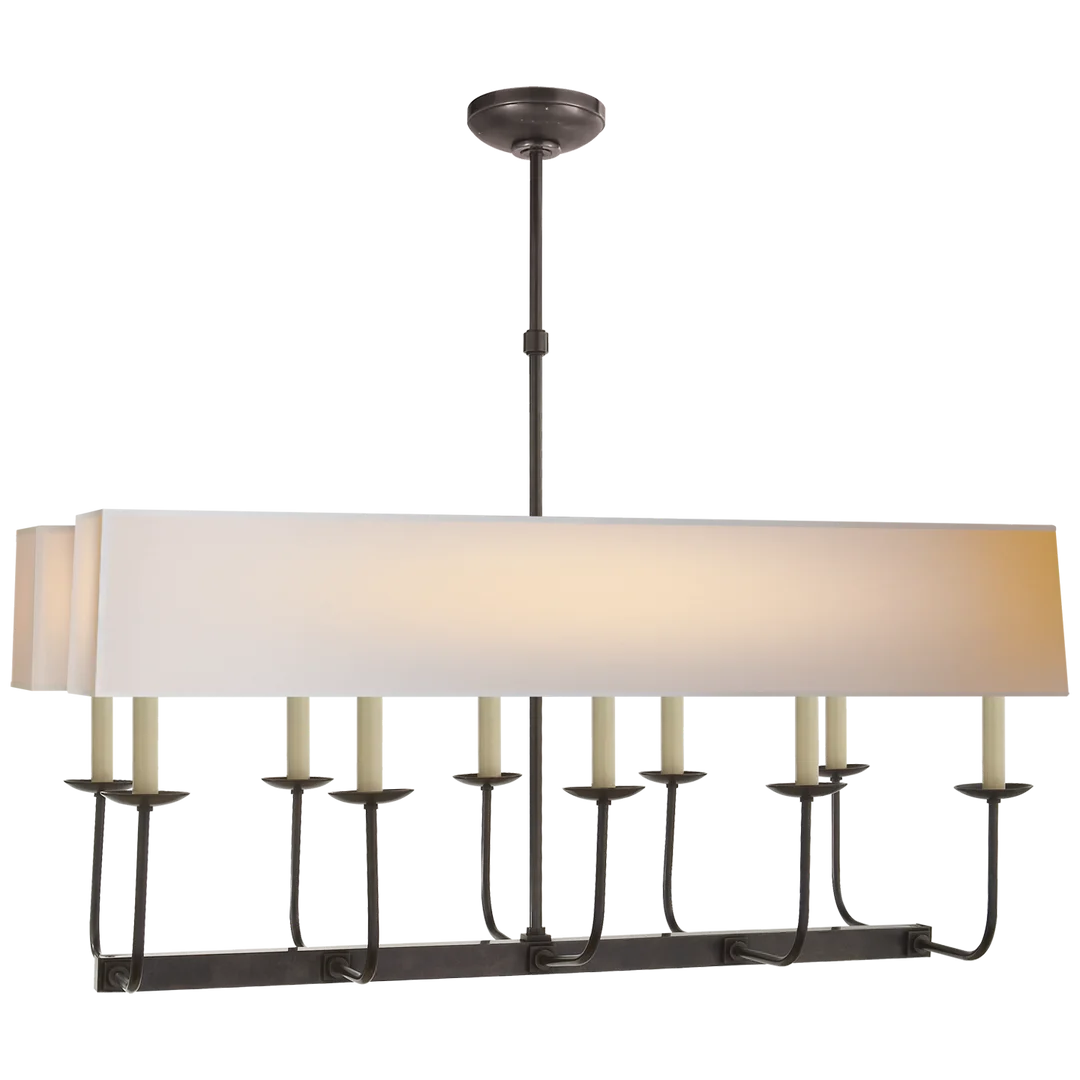 Lyn Branched Chandelier-Visual Comfort-VISUAL-SL 5863BZ-NP2-ChandeliersBronze-Natural Paper Rectangle Shade-2-France and Son