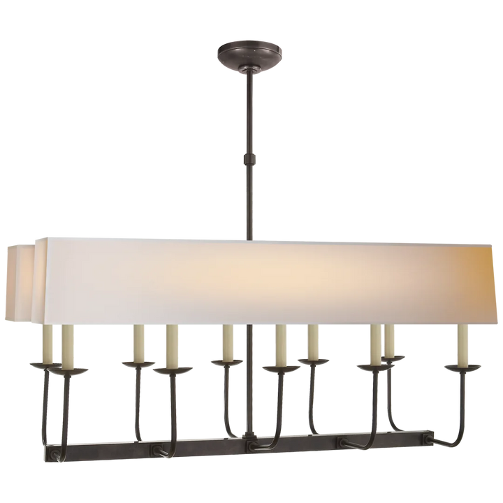 Lyn Branched Chandelier-Visual Comfort-VISUAL-SL 5863BZ-NP2-ChandeliersBronze-Natural Paper Rectangle Shade-2-France and Son