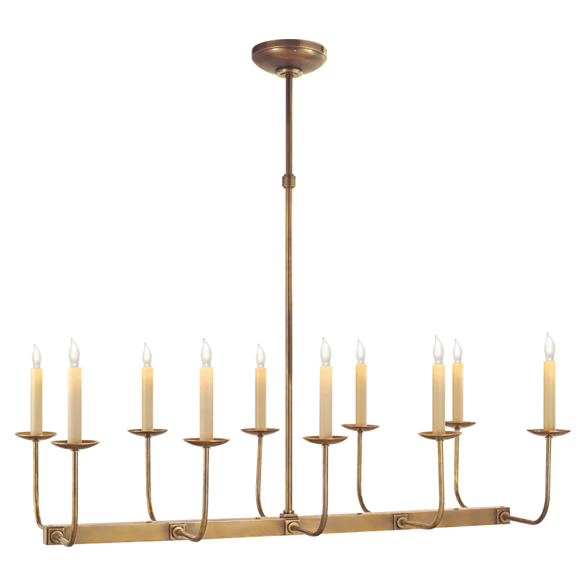 Linear Braly Chandelier-Visual Comfort-VISUAL-SL 5863HAB-ChandeliersHand-Rubbed Antique Brass-No Shade-7-France and Son