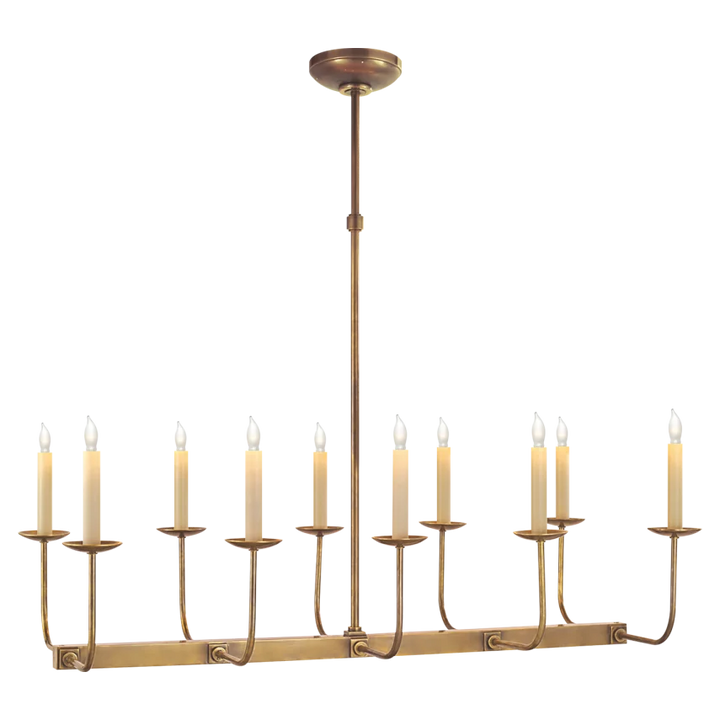 Linear Braly Chandelier-Visual Comfort-VISUAL-SL 5863HAB-ChandeliersHand-Rubbed Antique Brass-No Shade-7-France and Son