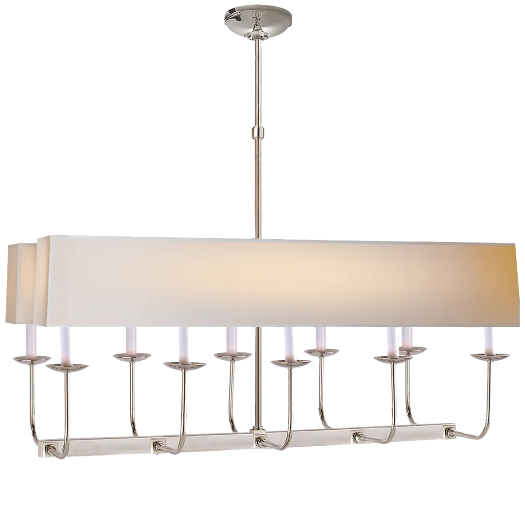 Lyn Branched Chandelier-Visual Comfort-VISUAL-SL 5863PN-NP2-ChandeliersPolished Nickel-Natural Paper Rectangle Shade-4-France and Son