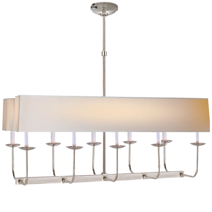 Lyn Branched Chandelier-Visual Comfort-VISUAL-SL 5863PN-NP2-ChandeliersPolished Nickel-Natural Paper Rectangle Shade-4-France and Son