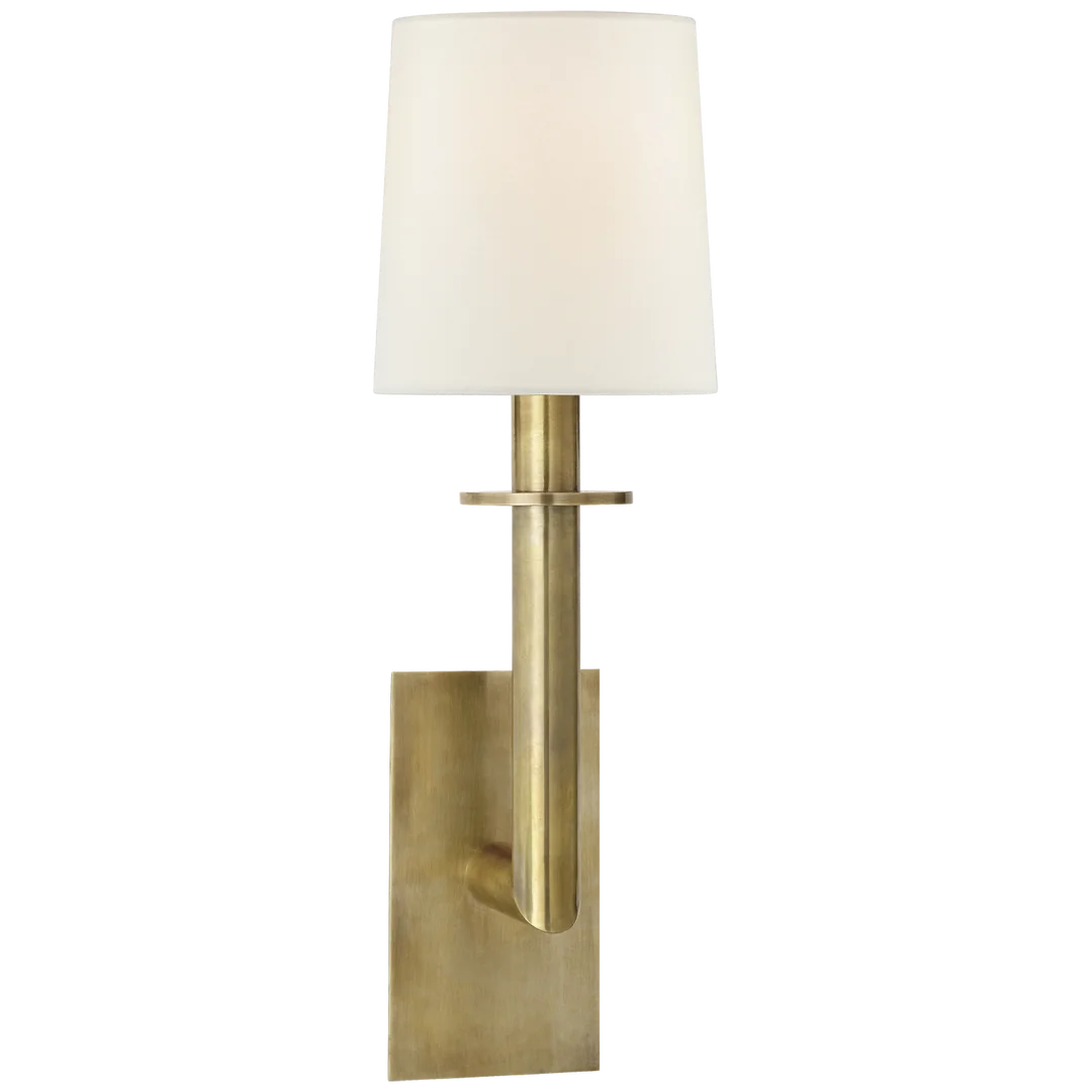 Dally Sconce-Visual Comfort-VISUAL-SP 2017HAB-L-Wall LightingHand-Rubbed Antique Brass-Linen Shade-3-France and Son