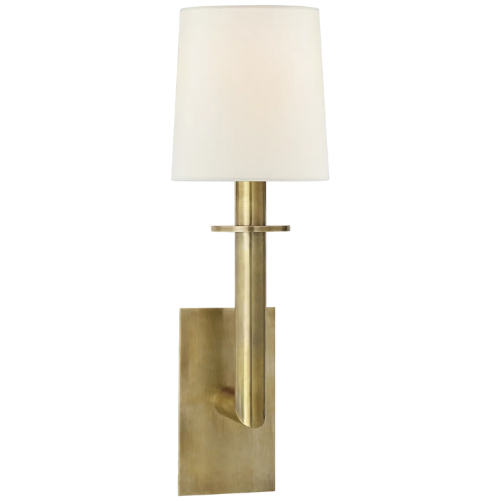 Dally Sconce-Visual Comfort-VISUAL-SP 2017HAB-L-Wall LightingHand-Rubbed Antique Brass-Linen Shade-3-France and Son