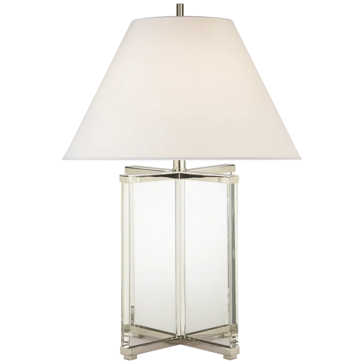 Camel Table Lamp-Visual Comfort-VISUAL-SP 3005CG-L-Table LampsPolished Nickel-Crystal with Linen Shade-2-France and Son