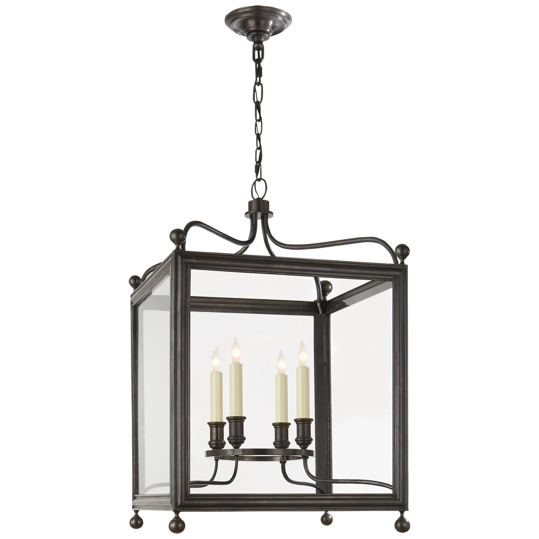 Greg Medium Lantern-Visual Comfort-VISUAL-SP 5002BZ-Outdoor LanternsClear Glass-Bronze-1-France and Son