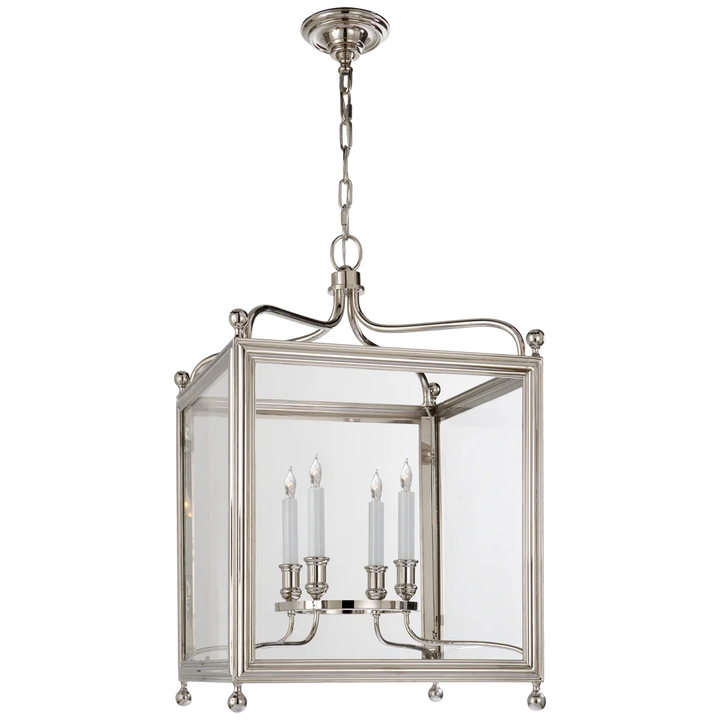 Greg Medium Lantern-Visual Comfort-VISUAL-SP 5002PN-Outdoor LanternsClear Glass-Nickel-2-France and Son