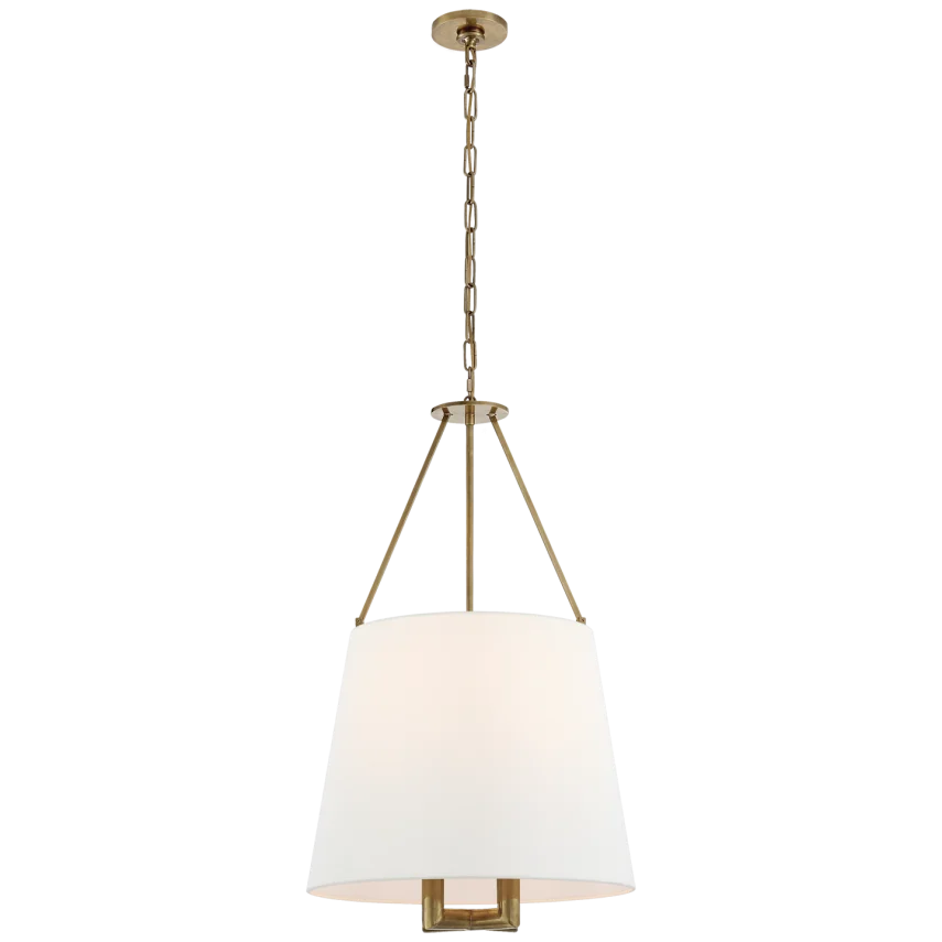 Dally Hanging Shade-Visual Comfort-VISUAL-SP 5020HAB-L-PendantsHand-Rubbed Antique Brass-Linen Shade-3-France and Son