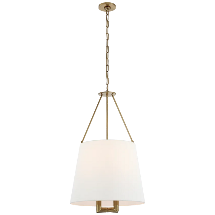 Dally Hanging Shade-Visual Comfort-VISUAL-SP 5020HAB-L-PendantsHand-Rubbed Antique Brass-Linen Shade-3-France and Son