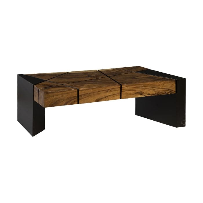 Criss Cross Coffee Table on Black Iron Leg-Phillips Collection-PHIL-TH84117-Coffee Tables-1-France and Son